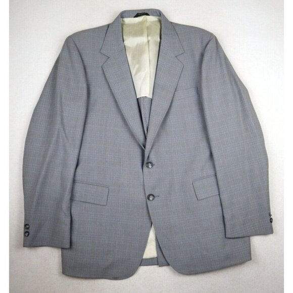 VINTAGE MEN'S GRAY PLAID BLAZER JACKET SPORT COAT - VAN CORT - 44R - Picture 2 of 9
